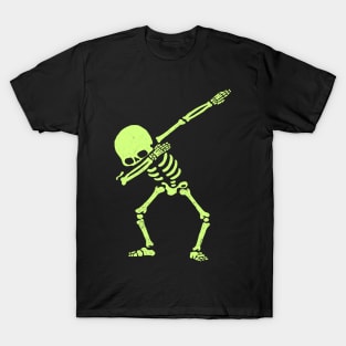 Dabbing Skeleton Shirt Dab Hip Hop Skull Dabbin Glow Effect T-Shirt